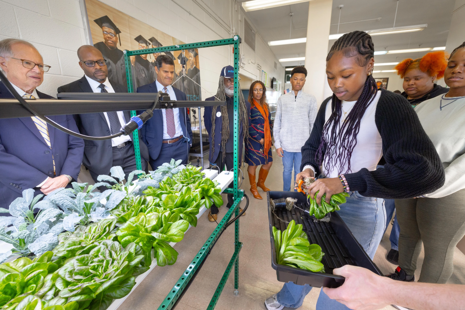 students in the green classroom